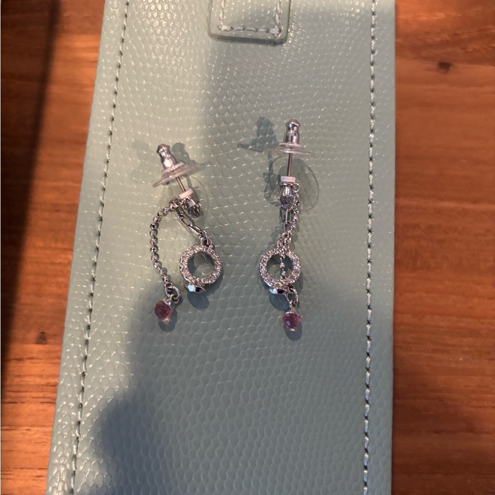 Swarovski pink and clear crystal drop/dangle earrings